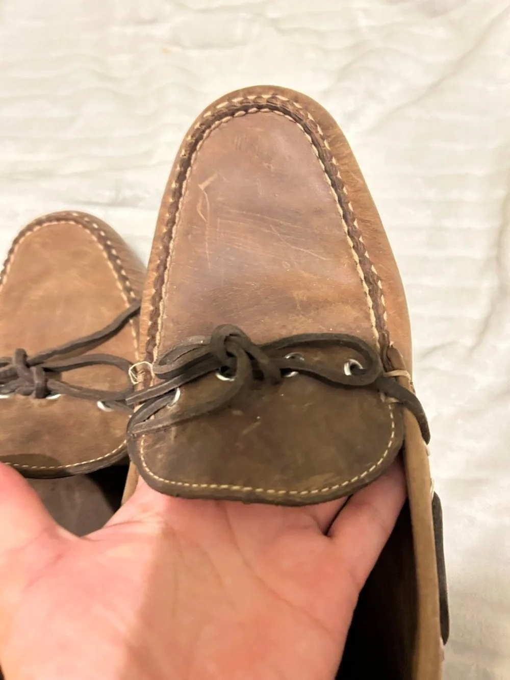 L. L. Bean Oil Tanned Two Tone Leather Boat 9 M
